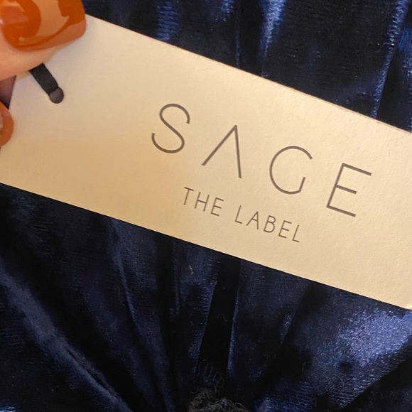 Sage the Label. Fool-for-you-navy-blue-velvet-knotted-dress. Medium - Picture 5 of 6